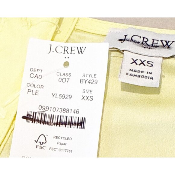 J. Crew Women's Sleeveless Button Back Shell Yellow Size XXS NWT - Picture 5 of 7